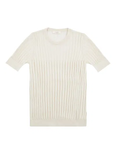 Zanone Ribbed-knit T-shirt In Multicolor