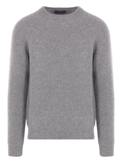 Zanone Ribbed Raglan-sleeve Sweater In Gray