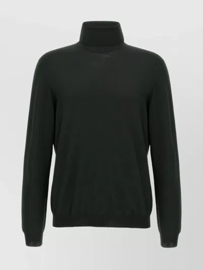 Zanone Ribbed Turtleneck Sweater Long Sleeves In Black