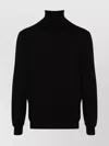 Zanone Ribbed Turtleneck Sweater Long Sleeves In Black