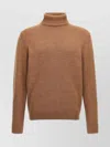 Zanone Ribbed Turtleneck Sweater Long Sleeves In Brown