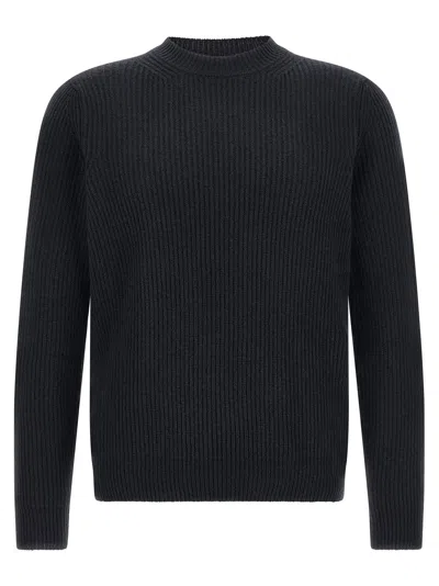Zanone Ribbed Virgin Wool Sweater In Black