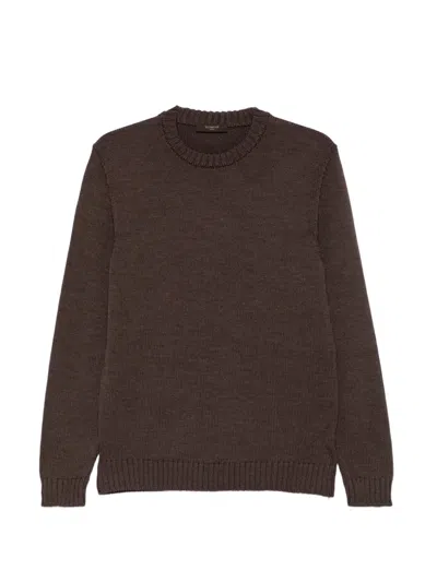Zanone Ribbed-knit Crew-neck Sweater In Brown