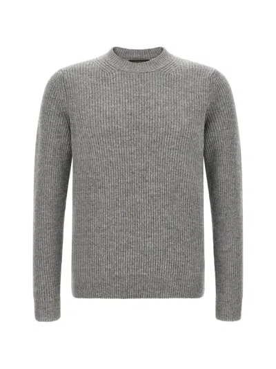 Zanone Crew Neck Knit Sweater Soft Stretch In Gray