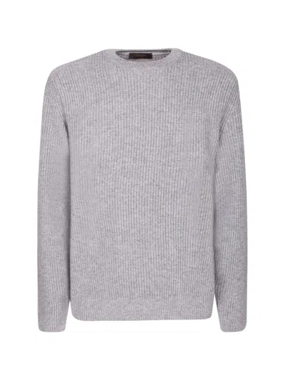 Zanone Ribbed-knit Crew-neck Sweater In Gray