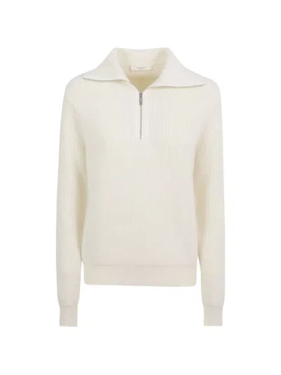 Zanone Ribbed-knit Quarter-zip Sweater In Neutral