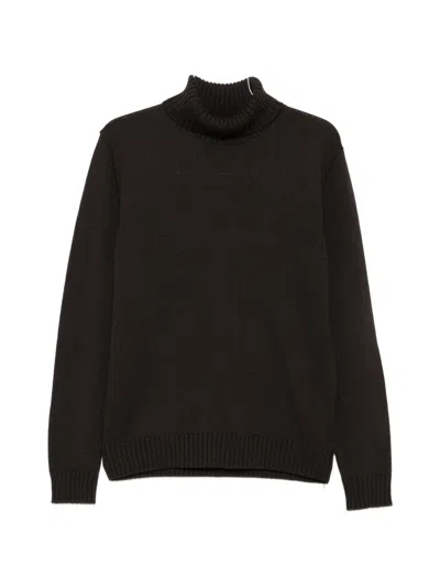 Zanone Ribbed-knit Roll-neck Sweater In Brown
