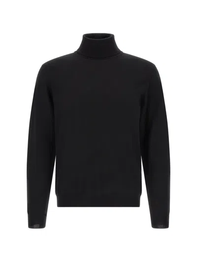 Zanone Turtleneck Long Sleeve Casual Winter Top In Black