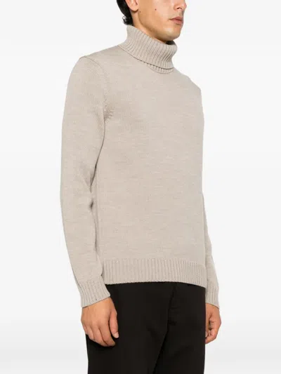 Zanone Ribbed-knit Roll-neck Sweater In Neutral