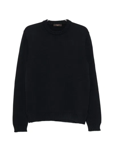 Zanone Ribbed-knit Sweater In Blue