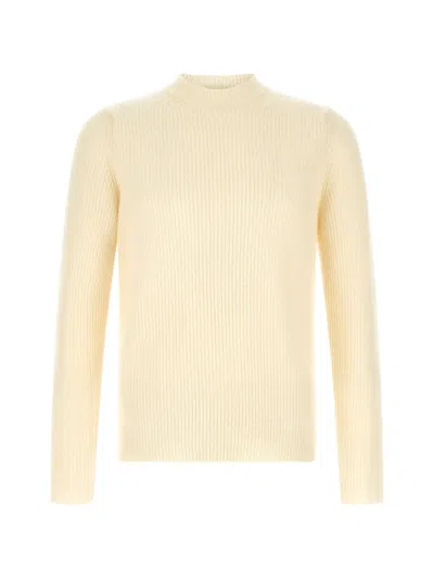 Zanone Ribbed Knit Sweater With Crew Neckline And Structured Fit In Yellow