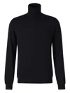 Zanone Ribbed Turtleneck Sweater Long Sleeves In Black