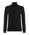 Zanone Ribbed Turtleneck Sweater Long Sleeves In Black