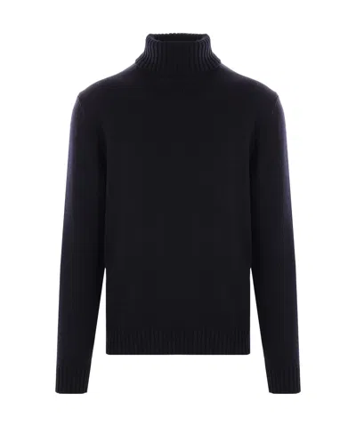 Zanone Roll-neck Knitted Jumper In Black