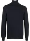 Zanone Turtleneck Sweater With Ribbed Cuffs And Hem In Blue