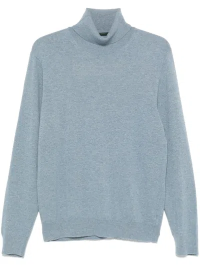 Zanone Roll-neck Sweater In Blue