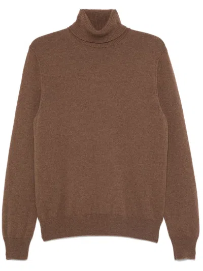 Zanone Roll-neck Sweater In Brown