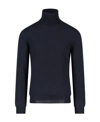 Zanone Roll-neck Virgin Wool Blend Jumper In Black