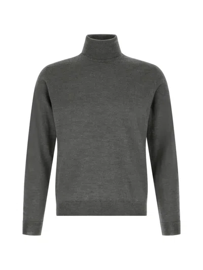 Zanone Roll-neck Wool Sweater In Gray