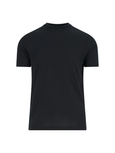 Zanone Round Neck Black Cotton T-shirt