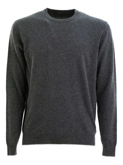 Zanone Round-neck Wool-cashmere Sweater In Gray