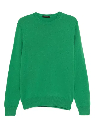 Zanone Round-neck Wool Sweater In Green