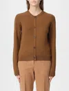 Zanone Long Sleeve Ribbed Cuff Crew Neck Knitwear In Brown