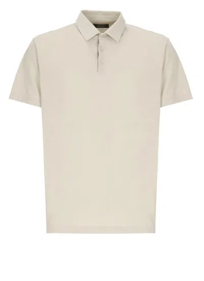 Zanone Collared Polo Shirt Short Sleeves In Neutral