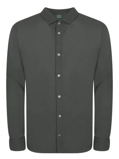 Zanone Military Green Shirt In Gray