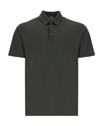 Zanone Short-sleeve Cotton Polo Shirt In Black