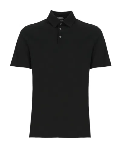 Zanone Short-sleeve Cotton Polo Shirt In Black
