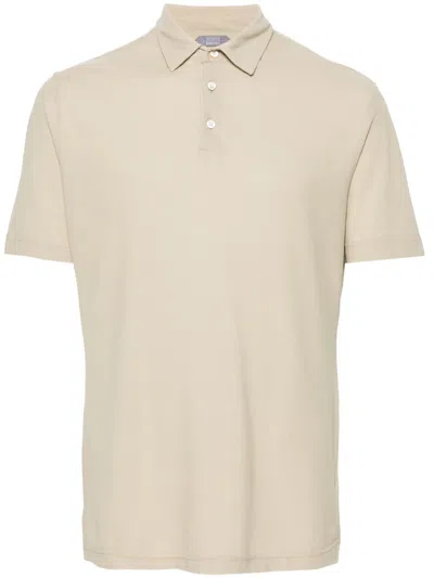 Zanone Short-sleeve Cotton Polo Shirt In Neutrals