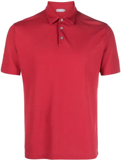 Zanone Short-sleeve Cotton Polo Shirt In Red
