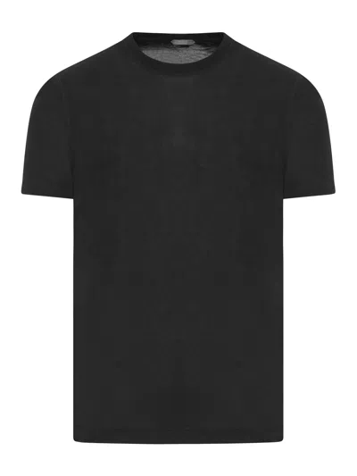 Zanone Short Sleeve Cotton T-shirt In Black