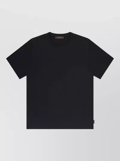 Zanone Short Sleeve Crew Neck Plain Tshirt In Black