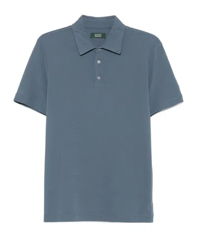 Zanone Short Sleeve Polo Shirt In Blue