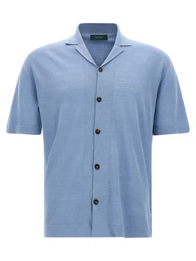 Zanone Short Sleeve Shirt In Light Blue