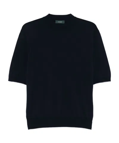 Zanone Short Sleeve Sweater In Black
