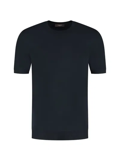 Zanone Short-sleeve Sweater In Blue