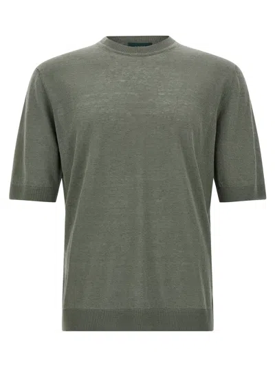 Zanone Short Sleeve Sweater T-shirt In Green