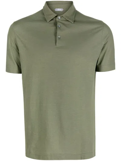 Zanone Short-sleeved Cotton Polo Shirt In Green
