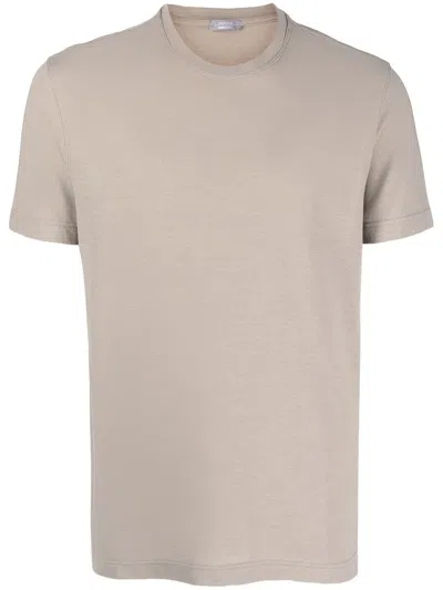 Zanone Short-sleeved Cotton T-shirt In Peach