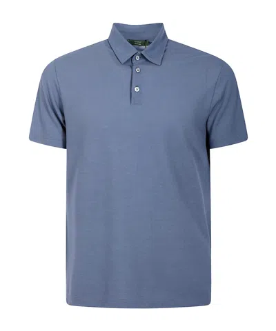 Zanone Short-sleeved Polo Shirt In Denim