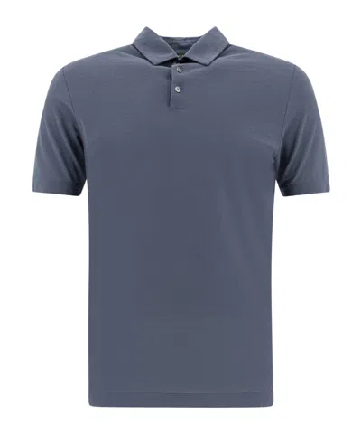 Zanone Short-sleeved Polo Shirt In Blue