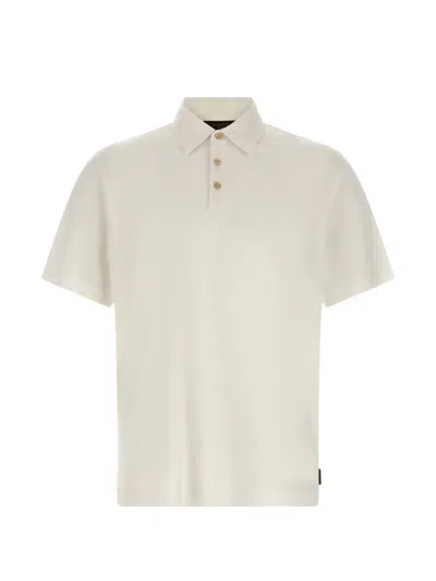 Zanone Silk Cotton Polo Shirt Short Sleeves In Neutral