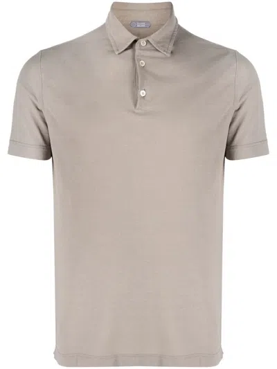 Zanone Short-sleeved Polo Shirt In Grey