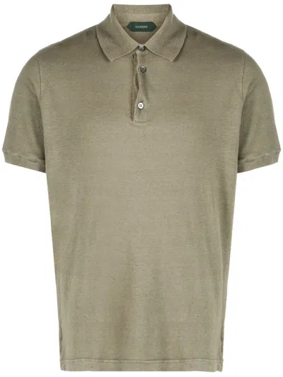Zanone Short-sleeves Cotton-linen Polo Shirt In Green