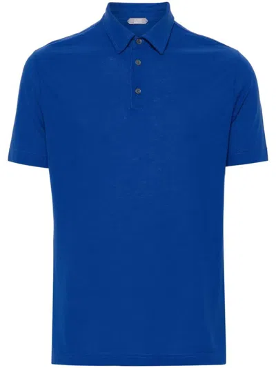 Zanone Shot-sleeve Polo Shirt In Blue