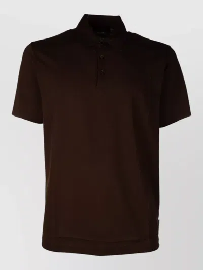 Zanone Short Sleeves Polo Collar Menswear Shirt In Brown