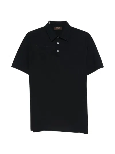 Zanone Short Sleeve Polo Shirt Straight Cut In Black